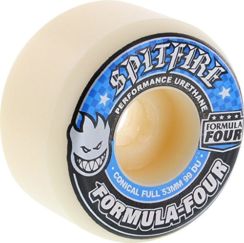 Spitfire Formula 4 99d Skateboard-Räder, konisch, 53 mm, Weiß/Blau, 4 Stück