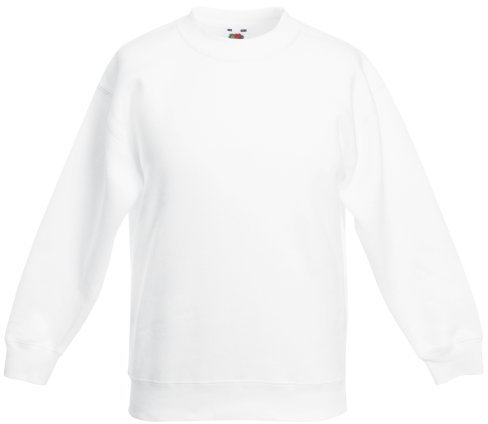 FRUIT OF THE LOOM Kids Classic Set-in Sweatshirt Jumper SS201 (12/13 Years, White)