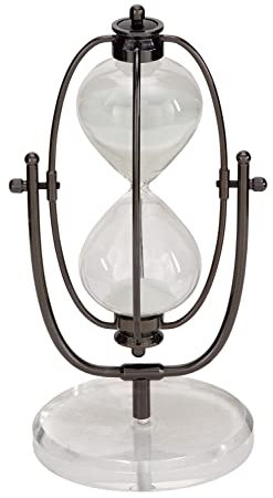 Deco 79 Antik Kolonial Edle Sanduhr aus Metall und Glas und Acryl, Kunststoff, schwarz, 6”L x 6”W x 12”H