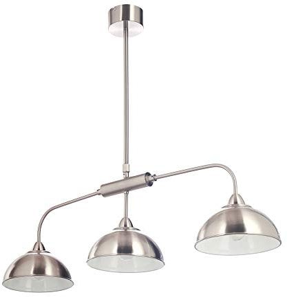 LITECRAFT Storr Ceiling Pendant Bar Industrial Style Diner 3 Arm - Satin Nickel