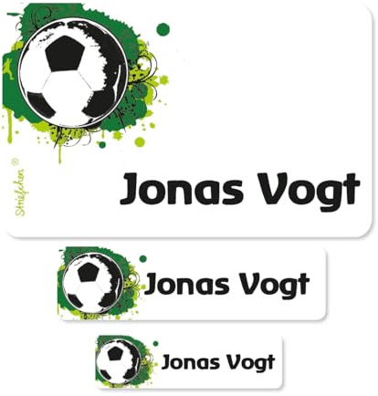 Striefchen® Schuletiketten mit Wunschname Motiv: Fussball - 100 teiliges Set Ideal zur Einschulung oder Schulanfang