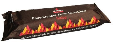 20 Stück (2 Kartons á 10 Stück) KaminoFlam® - Kaminfeuer Dauerbrenner Kaminfeuerscheit, Brennstoff für Kaminofen, Holzofen, Kachelofen