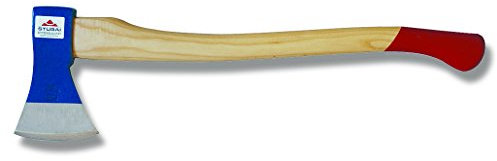 STUBAI Forstaxt | 1400 g Kopfgewicht | Axt Rheinische Form aus Stahl mit Holzgriff, kleine Axt zur Wald- und Gartenarbeit, Fällaxt, Spaltaxt, Universalaxt