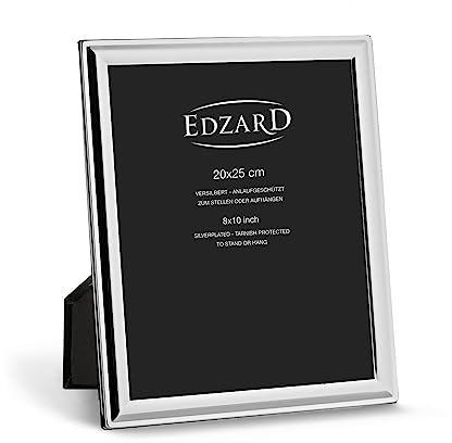 EDZARD Bilderrahmen Terni für Foto 20 x 25 cm, edel versilbert, anlaufgeschützt, mit Samtrücken, inkl. 2 Aufhängern, Fotorahmen zum Stellen und Hängen