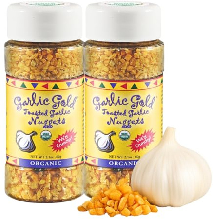 Garlic Gold Toasted Nuggets, Crunchy Roasted Organic Garlic Seasoning