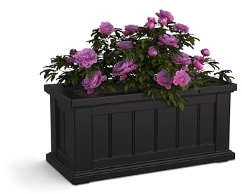 Mayne Cape Cod Rectangle Planter - Black - 24in L x 11in W x 11in D - Polyethylene - Built-in Water Reservoir (4839-B)