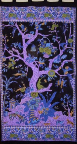 Tree of Life Schlaufenvorhang, Türverkleidung, Schwarz/Violett