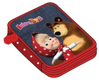 Masha Y El Oso 88606 Blue Canvas, Estuche Triple Accesorios