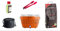 LotusGrill Starter-Set Classic 1x Grill Mandarinenorange mit USB-Anschluß, 1x Buchenholzkohle 2,5 kg, 1x Brennpaste 200ml, 1x Würstchenzange (Farbe nach Vorrat), 1x Transport-Tragetasche