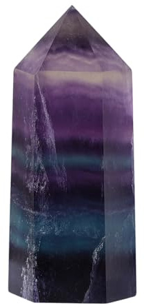 Rockcloud 1.2-2 Flourite Healing Crystal Point Faceted Prism Stone Wand