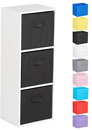 Hartleys 3 Tier White Cube Unit - Black Storage Boxes