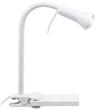 Brilliant dekorative Klemmleuchte - praktische Klammerlampe in weiß mit Flexarm ideal als Arbeits- oder Leselicht mit Schalter - aus Metall/Kunststoff - 34cm Höhe und für E-14 Leuchtmittel geeignet