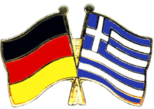 Buddel-Bini Versand Griechenland/Deutschland Freundschafts Pin Anstecker Flagge Fahne Nationalflagge Doppelpin Flaggenpin Badge Button Flaggen Clip Anstecknadel