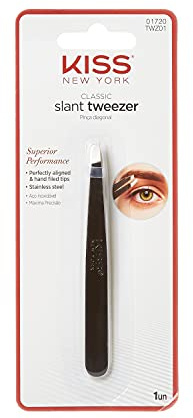 Kiss Products Slant Tip Tweezer - Alloy Steel, Stainless Steel - Black