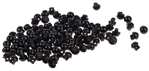 CUTICATE 100 Pieces 6mm Plastic Safety Eyes, Mushroom Domed Sewing Buttons for Doll Making (Black)