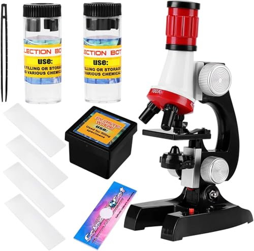 EchoAcc® Wissenschaft Mikroskop --- 100x 400x 1200x mit Einigen Experimentellen Werkzeuge (Sammelflasche, Rutsche, Standardfach, Pinzette), für Kinder und Studenten