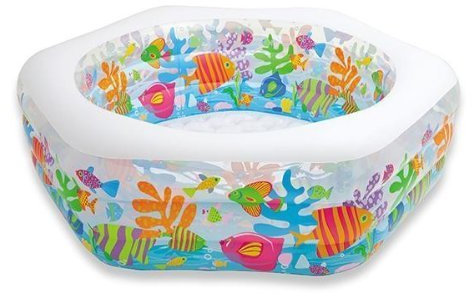 INTEX 12-56493NP Hexagonal Paddling Pool with Ocean Reef Design 191 x 178 x 61 cm Phthalate-Free by