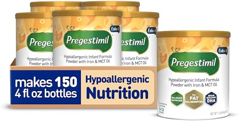 Enfamil Pregestimil Infant Formula with MCT Oil, for Fat Malabsorption Problems, Hypoallergenic Powder Can, 16 Oz, Pack of 6