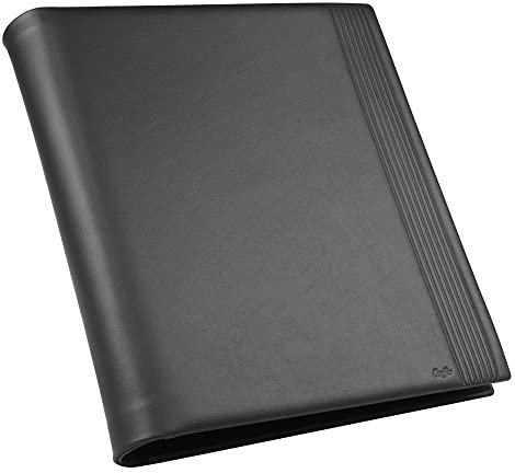 Läufer 34476 La Linea Ringbuch, 4 Ringe, naturgenarbtes Rindsleder, schwarz, Handgefertigt aus Echtleder in Deutschland, Ringbuch A4 aus Leder