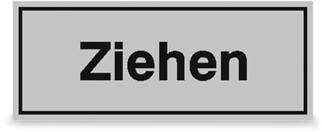 Betriebsausstattung24 Türschild Ziehen - Aluminium Folie, selbstklebend - 10,0 x 4,0 cm - silber schwarz - Text Schild