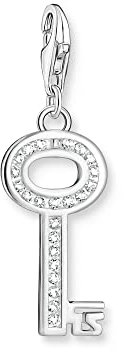 THOMAS SABO 2 Charm-Anhänger Schlüssel weiße Steine silber 925 Sterlingsilber 0010-051-14