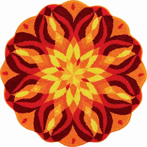 Grund Badteppich 100% Polyacryl, ultra soft, rutschfest, ÖKO-TEX-zertifiziert, 5 Jahre Garantie, SELBSTVERWIRKLICHUNG, Badematte 100 cm rund, orange