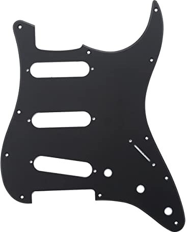 Musiclily 11 Löcher SSS Strat Pickguard Gitarre Schlagbrett für Fender American/Mexican Standard Stratocaster Modern Style E-Gitarre,1 lagig Mattschwarz