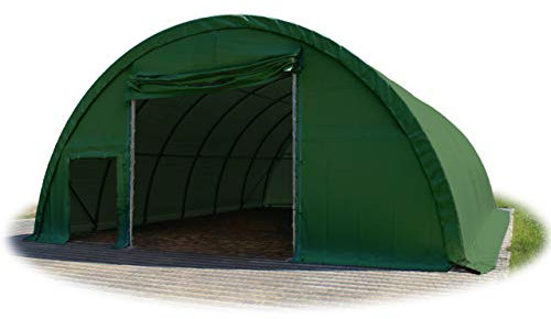TOOLPORT Rundbogenhalle Zelthalle 9,15x20x4,5m Weidezelt Offenstall Reithalle Weidehütte Reitzelt Maschinen Tier Unterstand Lagerzelt Garage 2300N PVC grün