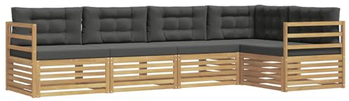 vidaXL Outdoor-Sofagarnitur 5 pcs Weiß und Anthrazit Polyester, Patio Lounge, modernes Sofa für draußen, wetterfestes Gartenmöbel, bequemes Terrassen-Set