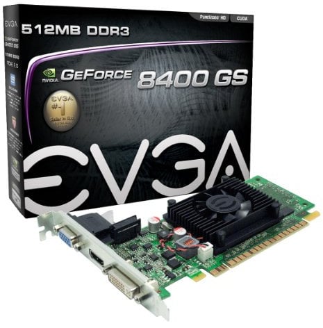 EVGA 512-P3-1300-LR GeForce 8400 GS 512 MB DDR3 PCI Express 2.0 DVI/HDMI/VGA Graphics Card