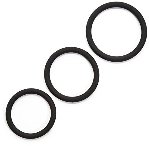 Lovehoney Stretchy Silicone Cock Ring Set, 3 Pack Stretchy Male Penis Rings | 3 Sizes Waterproof Rings for Stronger Longer-Lasting Erections & Couples Play, Adult Sex Toys for Men, Black