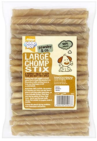 Good Boy - Large Rawhide Chomp Sticks - Dog Chews - Made From 100 Percent Natural Hide - Pack of 100 - Dog Treats Natural