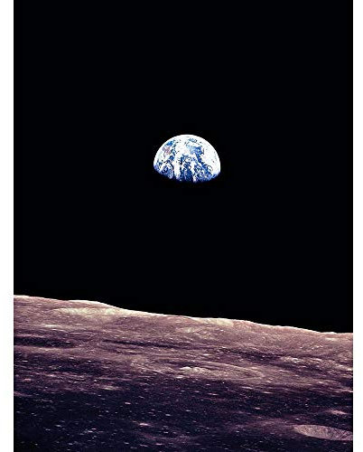 Wee Blue Coo Space Photo Planet Earth Lunar Surface Moon Landscape USA Art Print Poster Wall Decor Kunstdruck Poster Wand-Dekor-12X16 Zoll