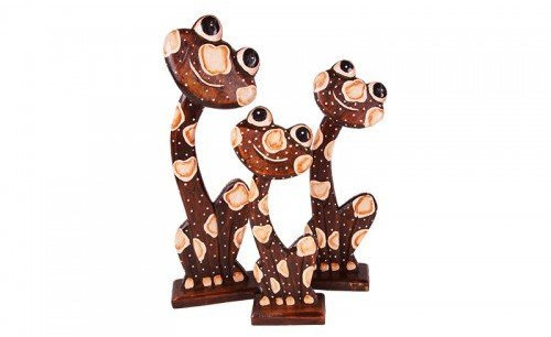 Frosch 3er-Set Holzfigur Geschnitzte & handbemalenen PU1428