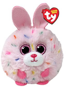 Ty Beanie Balls Strawberry il Coniglietto Pasquale Rosa con gli Occhioni Rosa Glitter, Animaletti di Peluche Morbidi e Tondi da Collezionare, 10 cm, T42555