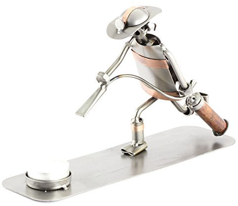 Steelman24 I Omini di Viti Vigile del Fuoco Portacandelina I Idee Regalo Originale I Soprammobili in Metallo I Modellino