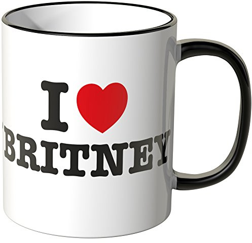 WANDKINGS® Tasse, Spruch: I Love Britney - SCHWARZ