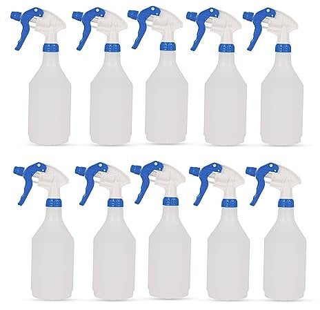 DCS Pack of 10 Plastic Water Spray Bottles for Cleaning 750ml – Hand Trigger Empty Spray Bottles for Gardening and Home Cleaning – Heavy duty Industrial Refillable Mist Spray Bottle (Blue)