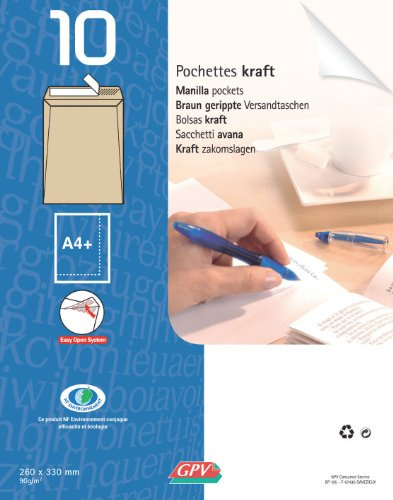 Paquet de 10 pochettes kraft autoadhésif 90g format 260x330 24 GPV