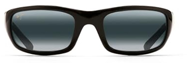 Maui Jim Men's and Women's Stingray Polarized Wrap Sunglasses, Gloss Black/Neutral Grey, Small