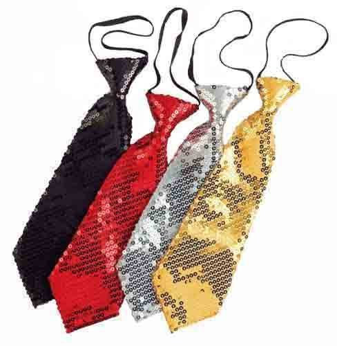 PARTY DISCOUNT Krawatte mit Pailletten, silber