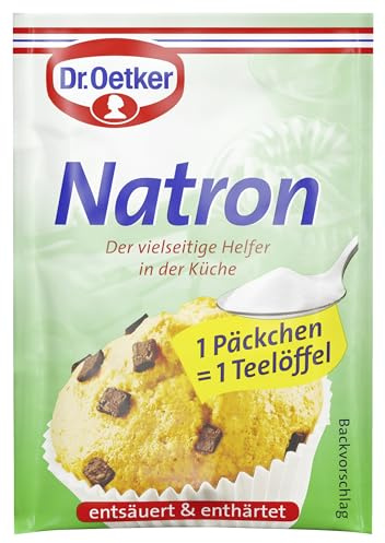 Dr. Oetker Natron, 8 x 5 x 5 g, Natriumhydrogencarbonat zum Entsäuern, als Triebmittel in Backrezepten & zum Enthärten von Kaffee- / Tee-Wasser, vielseitig einsetzbar, vegan