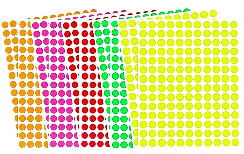 Etiketten Neon Bunt 10 mm runde Sticker - Größe 1 cm Klebepunkte 2800 Vorteilspack von Royal Green