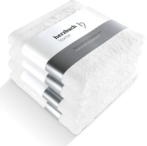 herzbach home Premium Handtücher 50 x 100 cm 4er-Set (Weiß) – Hochwertige, weiche & saugstarke Handtücher in Bester Qualität – 100% natürliche Baumwolle