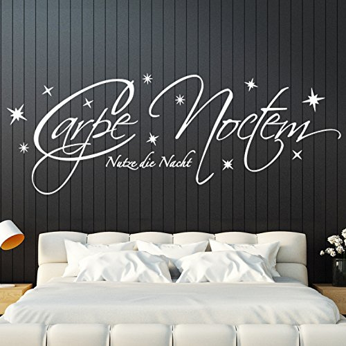 Grandora® W938 Wandtattoo Zitat Carpe Noctem Nutze die Nacht weiß (BxH) 120 x 44 cm