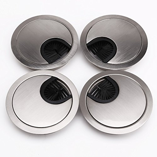AKORD 4 x 60 mm Desk Table Grommet Cable Tidies Port Hole Covers
