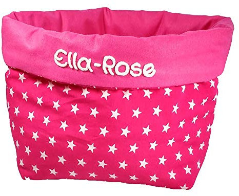 Utensilo Sterne Stoff Aufbewahrungsbox aus Baumwolle 15 cm hoch, Umfang ca.50 cm, Stoffbox fürs Bad, Organizer Korb Stoffkörbchen, Farbe:pink