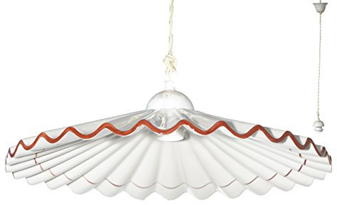 VANNI LAMPADARI - Lampadario a Sospensione Plissè- Lampadario Soggiorno in Ceramica- Lampadario Camera da Letto Decorato a Mano- Lampadario Rustico Taverna, Cucina- Made in Italy- 40 cm, Marrone
