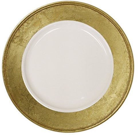 Gold Rim with White Center Charger Plate