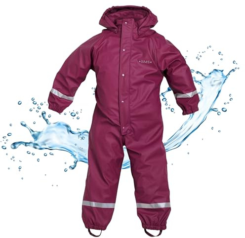 BMS® Schneeanzug u. Wetteranzug für Kinder mit Fleece-Overall | auch idealer Regenanzug, 100% wasserdicht, besonders hautfreundlich u. weich Softskin, Oeko-Tex